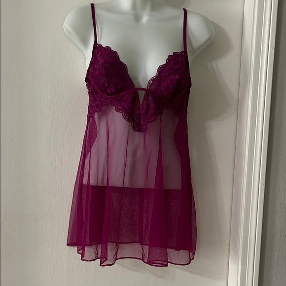 Victoria Secret Elegant Lace Babydoll Lingerie in Deep Purple - Picture 4 of 6